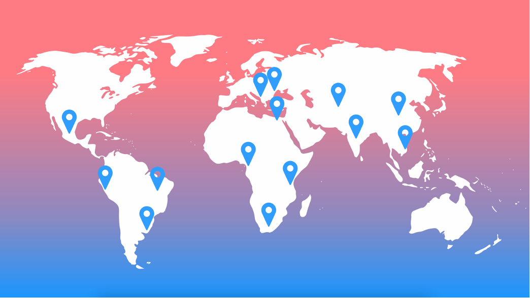 map showing the location of pilot projects in the world